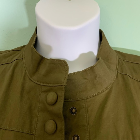 Motto olive green cropped military style tailored jacket with pockets Sz M - Picture 5 of 10
